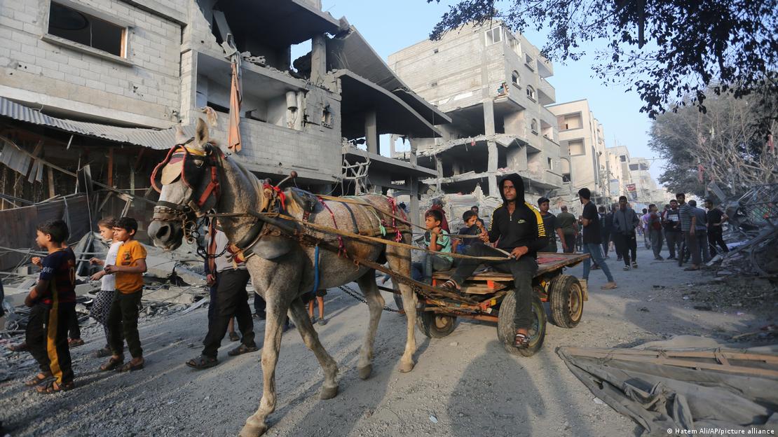 Aus Mangel an Alternativen steigen Menschen in Gaza teilweise auf Eselskarren um.