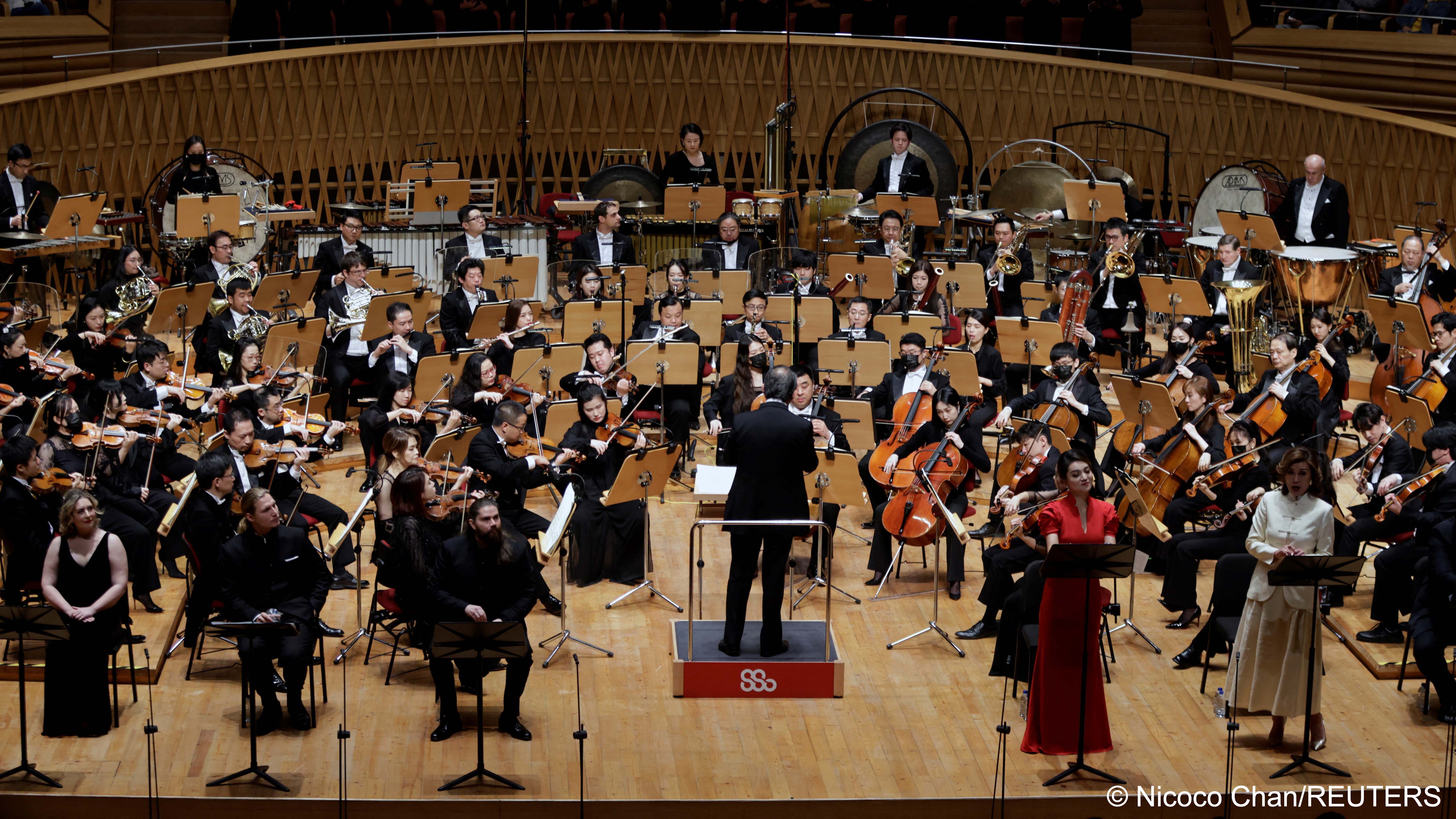 Orchestra and vocal soloists performing in Shanghai, China