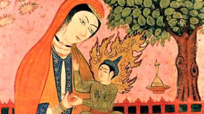 Mutter Maria und Jesuskind in einer persischen Miniatur 