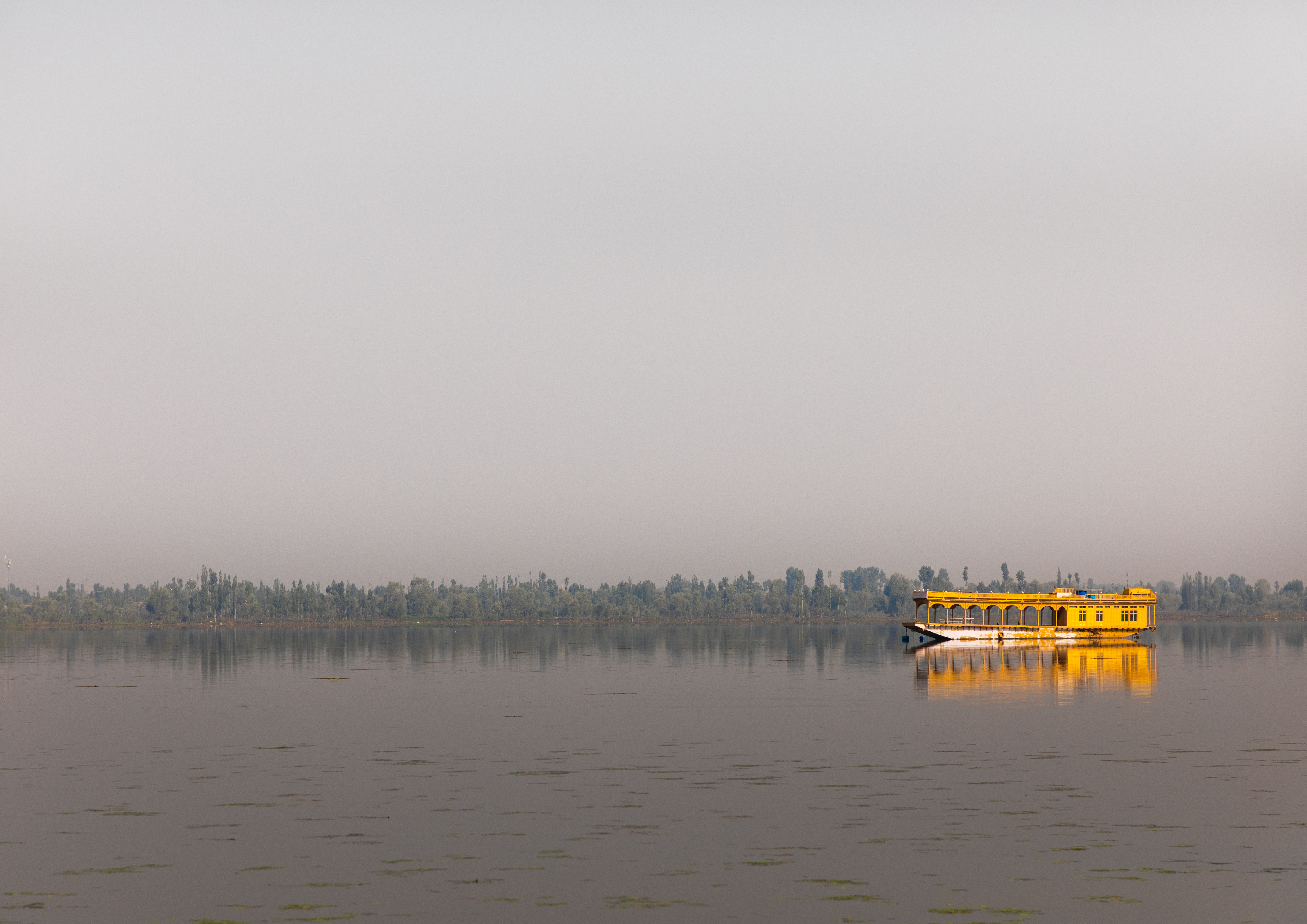 A traditional houseboat on Dal Lake, Kashmir