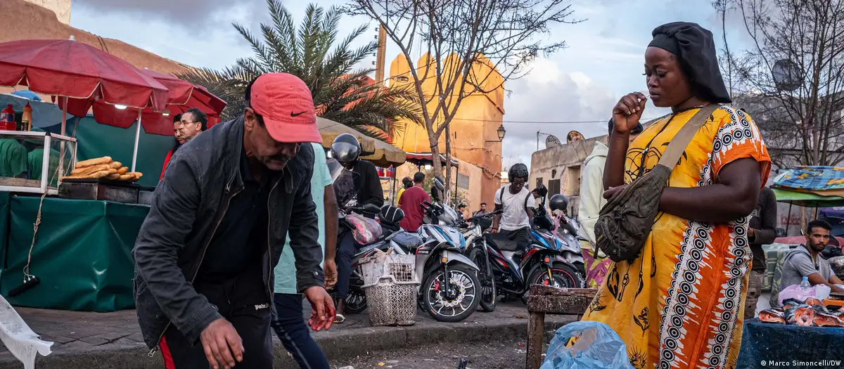Migrants from Senegal are a common sight in Moroccan cities – in this case Casablanca