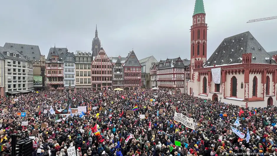 Frankfurt's Roemerplatz was too small for the 35,000 or so demonstrators