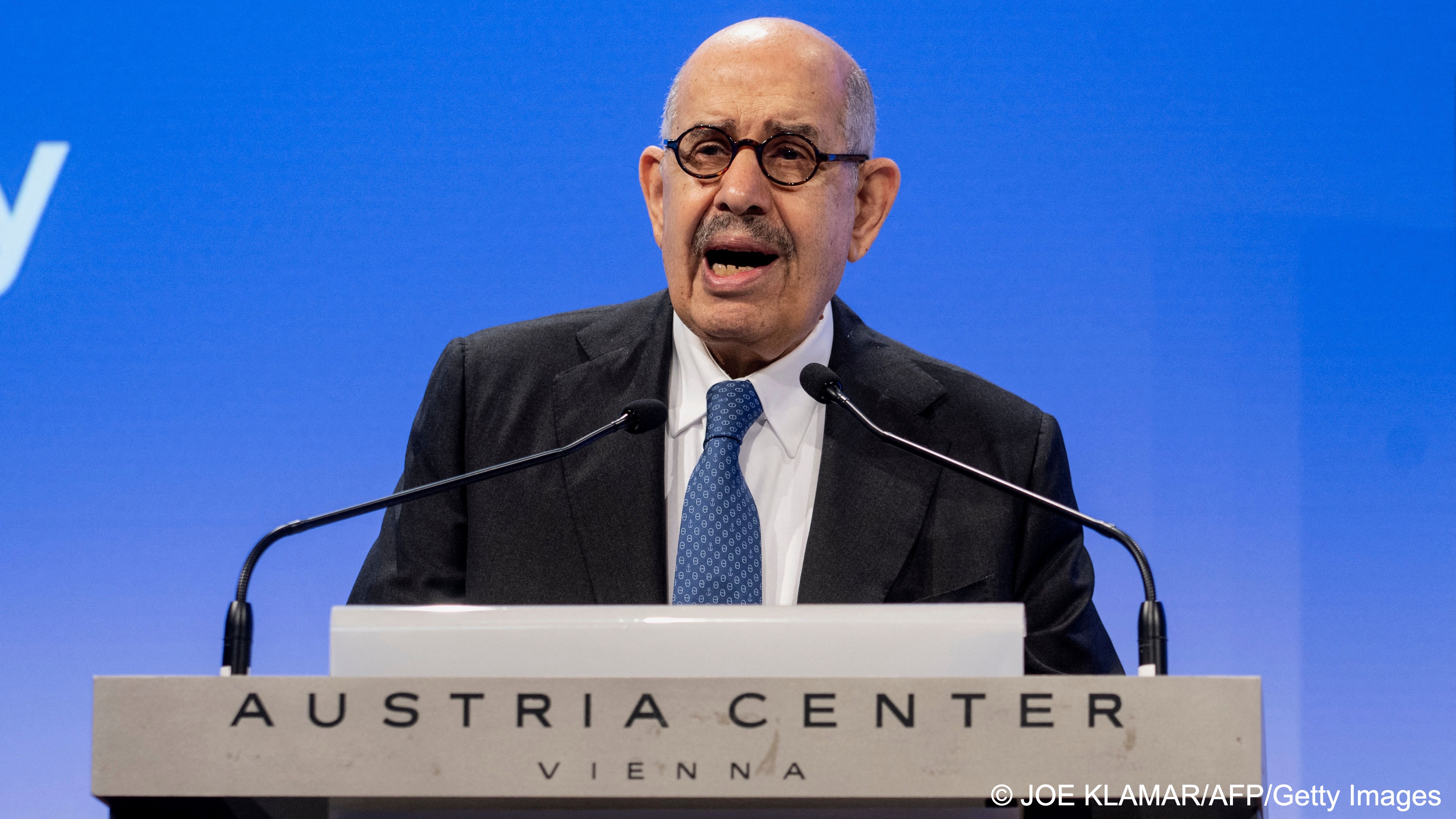 Mohamed ElBaradei, Director General Emeritus of the International Atomic Energy Agency and Nobel Peace Prize Laureate (2005), speaks during the 2022 Vienna Conference on the Humanitarian Impact of Nuclear Weapons at the Austrian Centre in Vienna, Austria