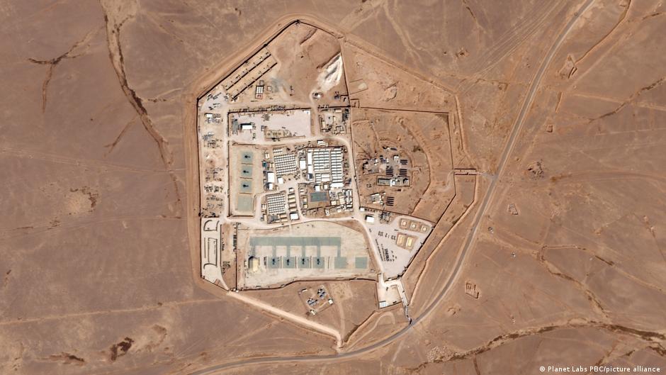 This satellite photo from Planet Labs PBC shows a military base known as Tower 22 in northeastern Jordan