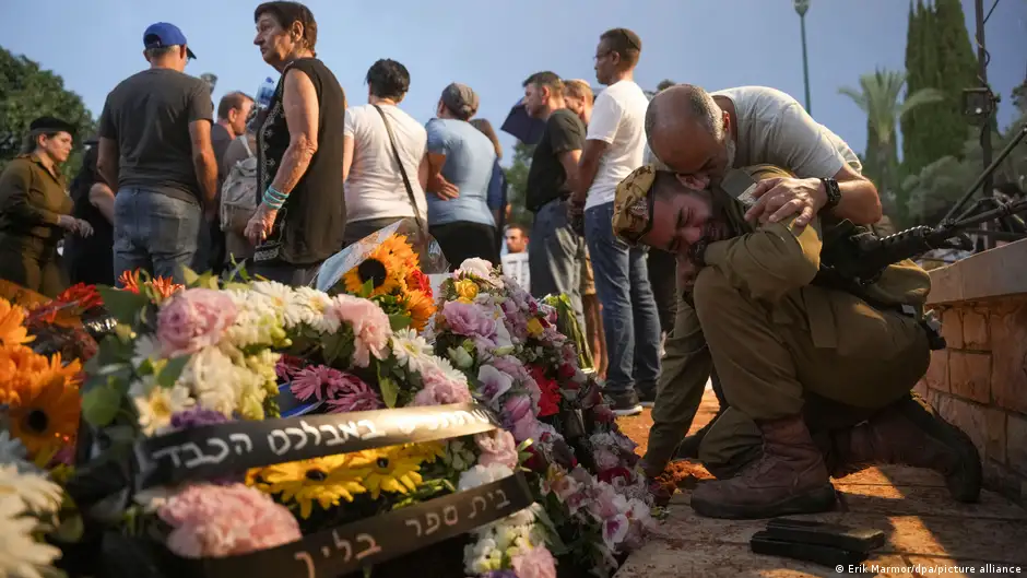 Relatives in Tel Aviv mourn their loved ones after the Hamas attack on 7 October