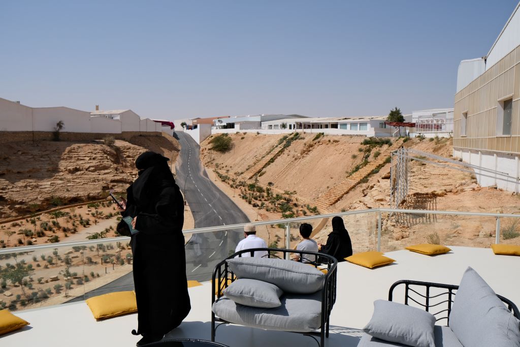Blick von der Biennale Terrasse auf den Seitenarm des Wadi Hanifa