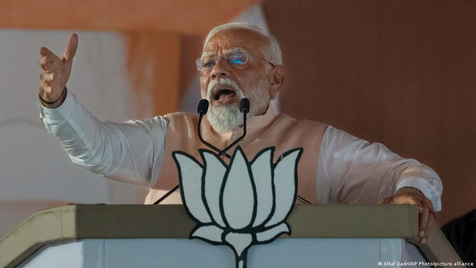 Indian Prime Minister Narendra Modi speaks during an election campaign rally of his Bharatiya Janata Party (BJP), in Meerut, India