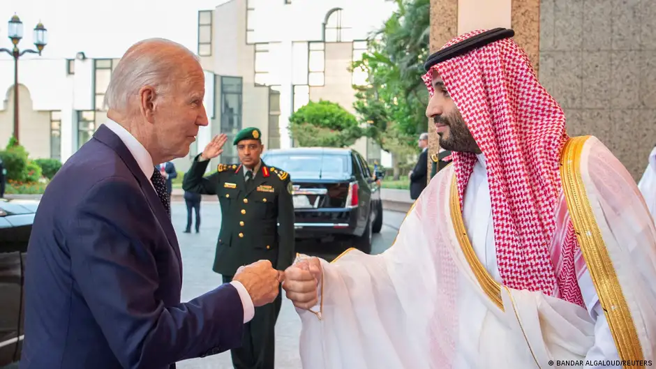 U.S. President Joe Biden (left) and Saudi Crown Prince Mohammed bin Salman in Jeddah in July 2022