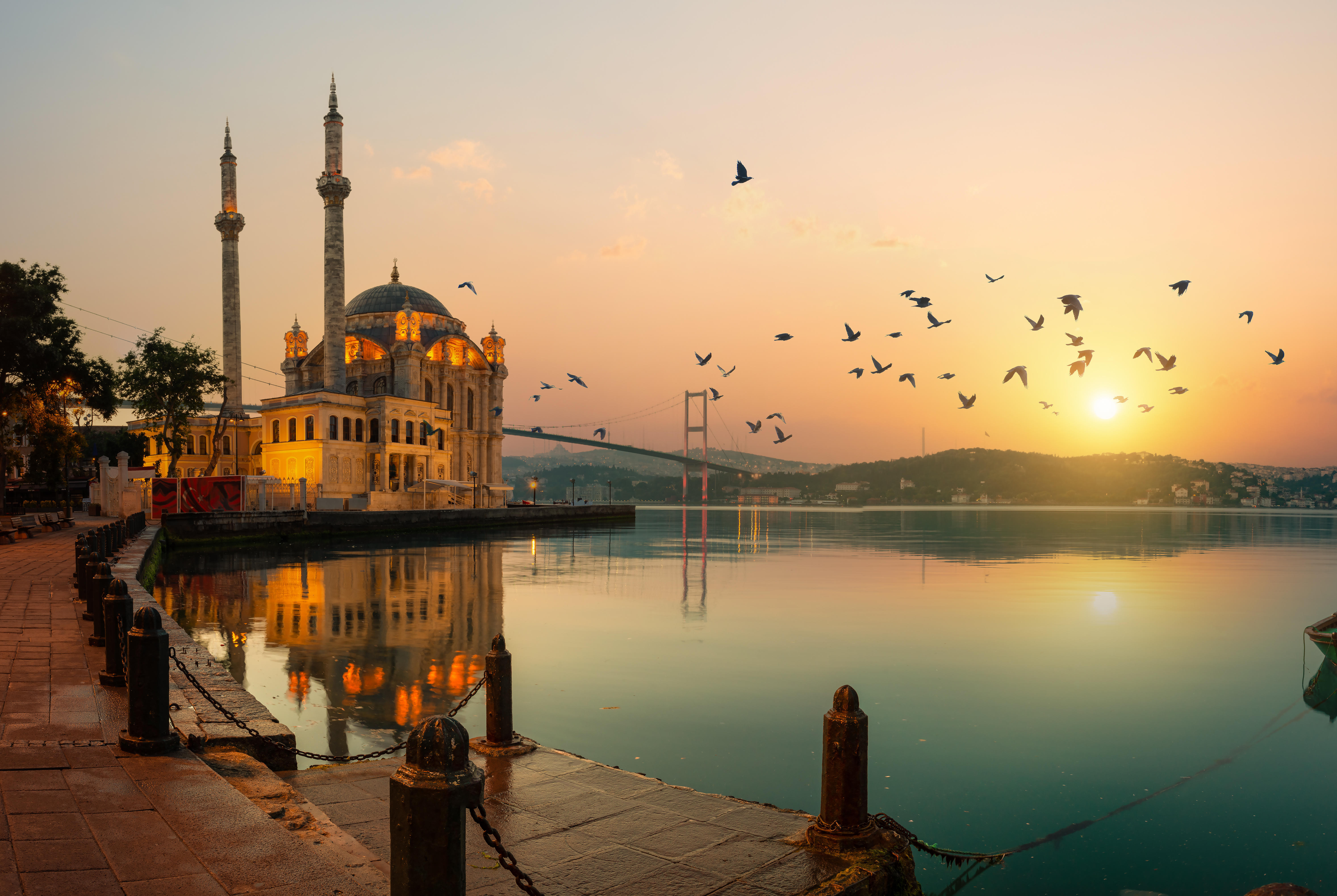 A mosque in the evening light on the Bosphorus