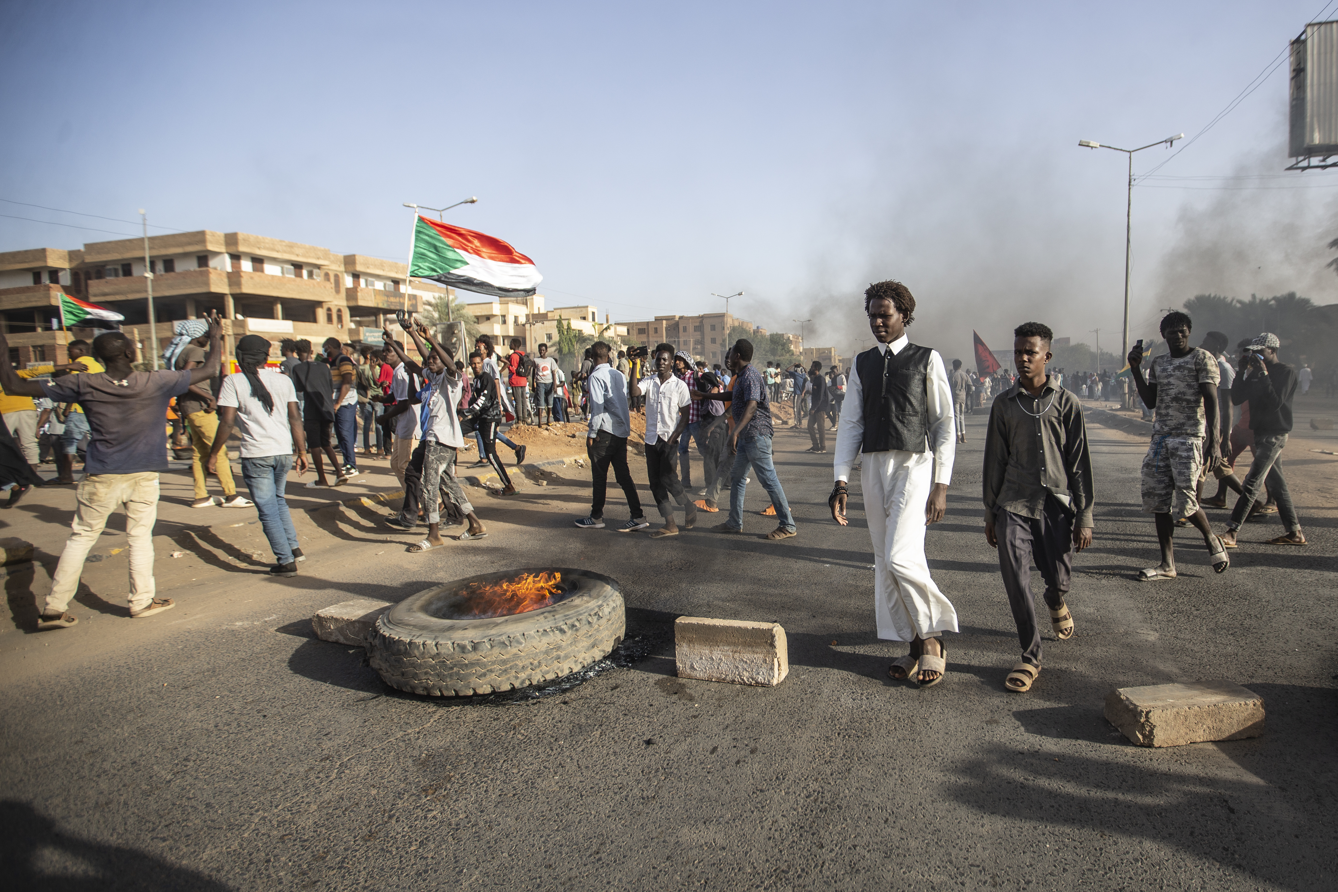 Protest zwischen Militär und Zivilisten in Khartoum, Sudan am April 06, 2023