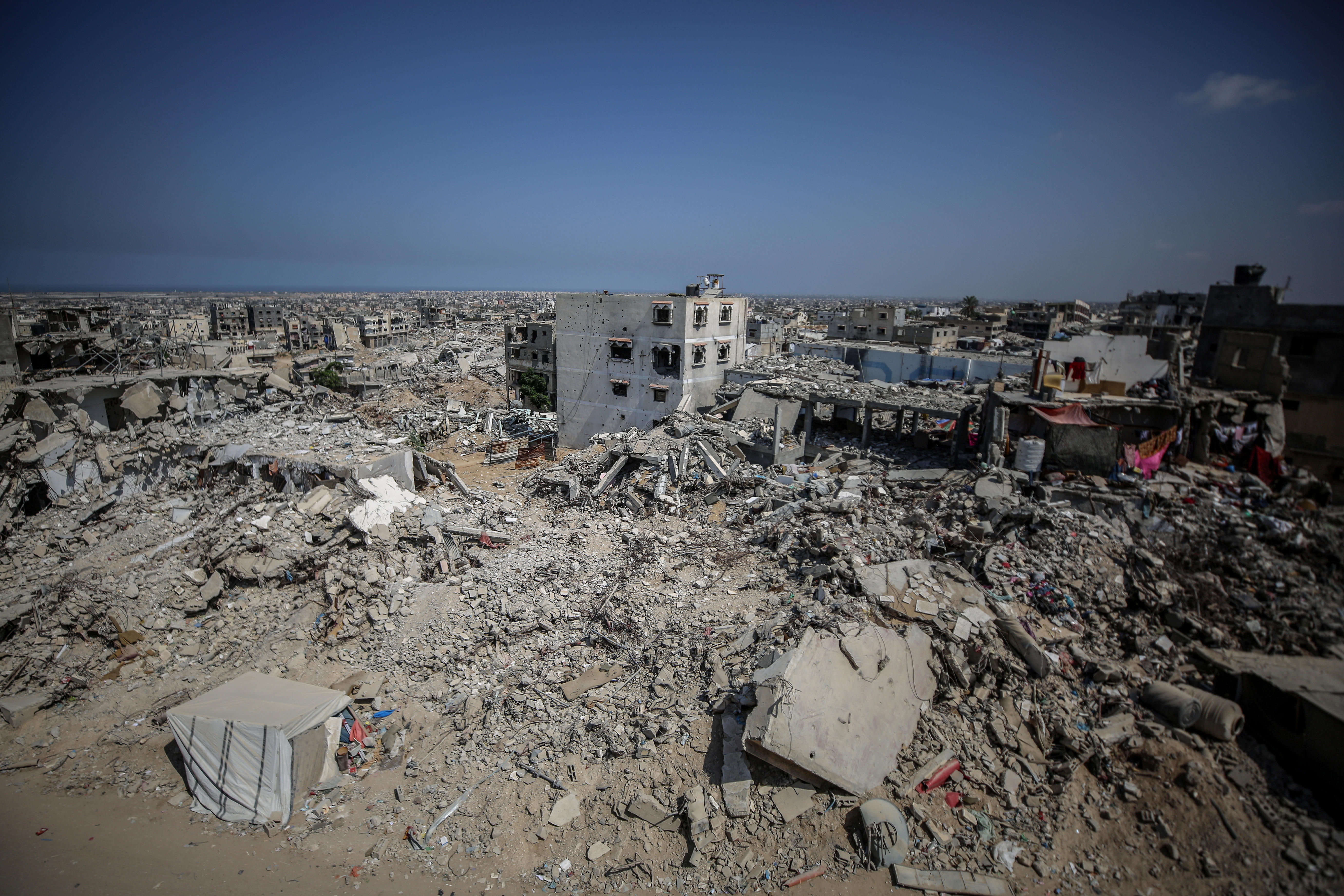 An aerial view of mass destruction in Gaza.