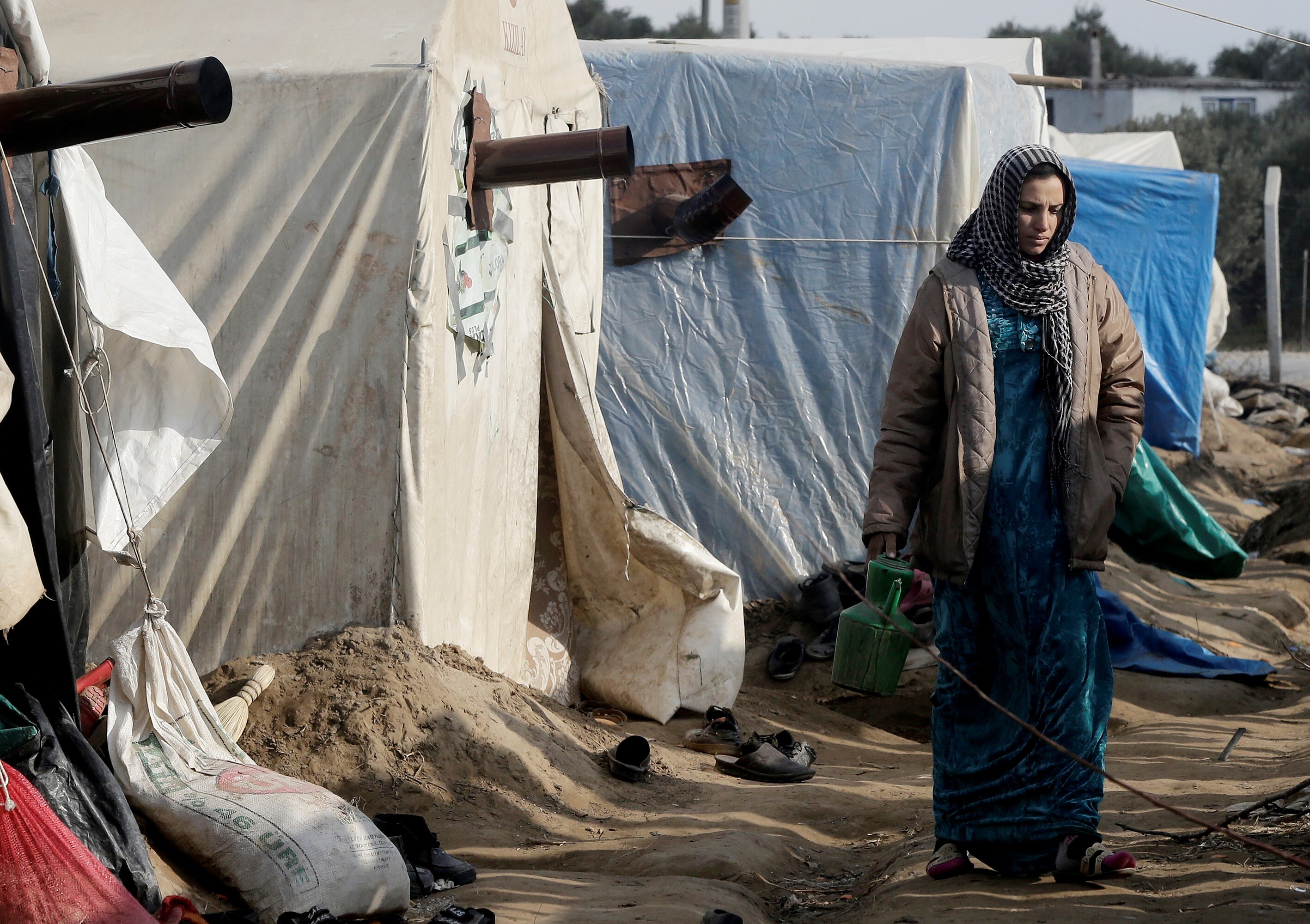 A Syrian refugee woman is seen in a refugee camp in the Torbalı district of Izmir, Turkey, on 21 December 2016.