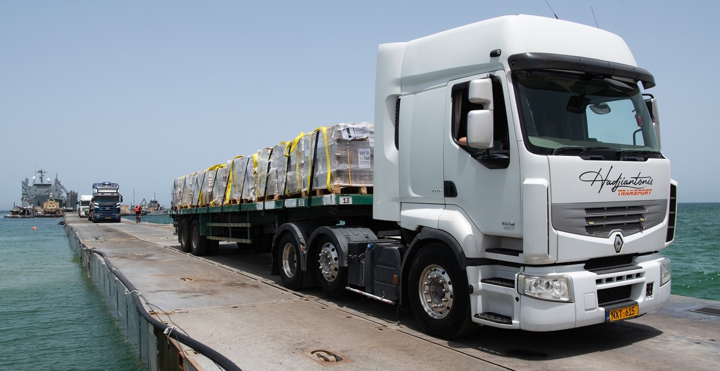 Humanitarian aid truck from UAE to Gaza