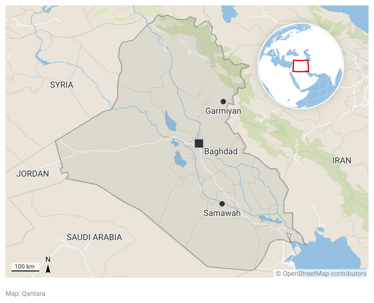 A map of Iraq.