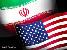 Iranian and US flag (image: AP Graphics)