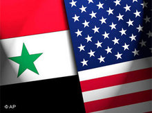Flag of Syria and the US (image: AP)