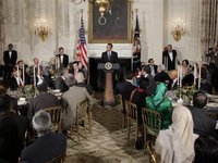 President Obama speaking at a sunset dinner at the White House marking the Muslim month of fasting, Ramadan (photo: AP)