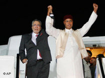 Abdel Baset al-Megrahi, left, and Seif al-Islam Gaddafi (photo: AP)