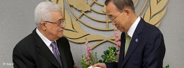 Palestinian President Mahmoud Abbas and UN Secretary-General Ban Ki-moon during the 66th session of the General Assembly of the United Nations (photo: dapd)