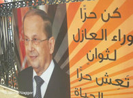 Michael Aoun on an election poster (photo: Mona Naggar)
