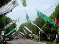 Election campaign flags of Indonesia's United Development Party, PPP (photo: Christina Schott)