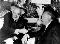David Ben Gurion and Konrad Adenauer 1960 in the Waldorf Astoria Hotel in New York (photo: dpa)