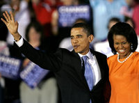 Barack Obama and his wife Michelle after Obama won the North Carolina Democratic presidential primary (photo: AP)