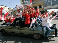Lebanese boys supporting opposition leader Saad Hariri, son of Lebanon's slain former Premier Rafik Hariri (photo: AP)