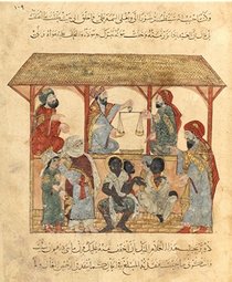 13th century slave market in the Yemen, Iraqi illustration (image: Wikipedia/Bibliothèque nationale de France, Département des Manuscrits, Division orientale)
