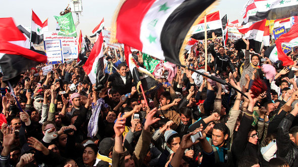 Protest von Sunniten in Falluja; Foto: picture-alliance/dpa