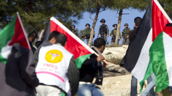 Palästinensische Aktivisten Bab al-Shams; Foto: A.Gharabli/AFP/Getty Images