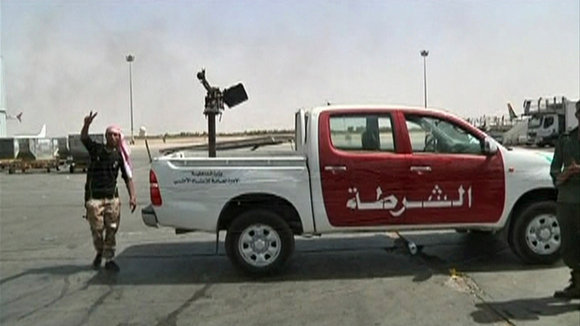 A vehicle mounted with an anti-aircraft gun at Tripoli's international airport, 4 June 2012 (photo: Reuters)
