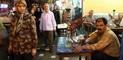 Men smoking water pipes in the Old Quarter of Damascus