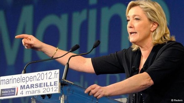Marine Le Pen during an election campaign event in Marseille (photo: AP)