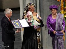 Tawakkul Karman nimmt Friedensnobelpreis entgegen; Foto: dapd