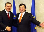 Türkischer Ministerpräsident Tayyip Erdogan und der Präsident der Europäischen Kommission, José Manuel Barroso; Foto: AP