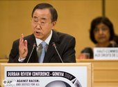 Ban Ki Moon auf der UN-Rassismus-Konferenz in Genf; Foto: AP