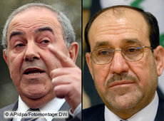 Ministerpräsident al-Maliki und sein Herausforderer Iyad Allawi; Foto: AP/DW/dpa