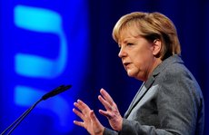 Kanzlerin Merkel auf einer Tagung der Jungen Union; Foto: dpa