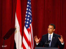 US-Präsident Obama während seiner Kairo-Rede; Foto: AP