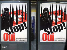 Kampagne der rechtspopulistischen SVP gegen den Bau von Minaretten in der Schweiz; Foto: AP