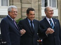 ساركوزي، عباس، أولمرتن الصورة: ا.ب
