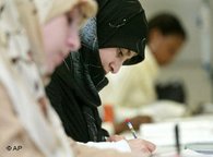 Female students wearing a headscarf (photo: AP)
