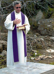 Italian Roman Catholic priest Andrea Santoro was shot in the chest with a single bullet, hours after a Sunday mass, in Black Sea city of Trabzon, Turkey, February 2006. His body was found in the courtyard, just outside the door of the 19th Century Santa Maria Church, which was built under Ottoman Sultan Abdulmecid to serve Christians visiting Trabzon. Officers were searching for a teenage boy who witnesses said carried out the attack, according to a police official. (photo: AP)