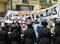مظاهرة في القاهرة تدعو إلى مقاطعة الاستفتاء على الدستور، الصورة: أ ب