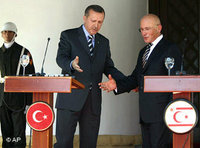 إردوغان في زيارة للجانب القبرصي التركي، الصورة: أ.ب 