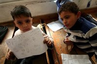 طفلان فلسطينيان، الصورة: د.ب.ا
