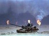 دبابة مشتعلة في حرب العراق الأخيرة، المصدر أب