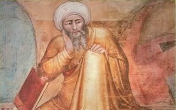 Ibn Ruschd or Averroes (Detail from 'Triunfo de Santo Tomás de Aquino' by Andrea Bonaiuto c. 1368)