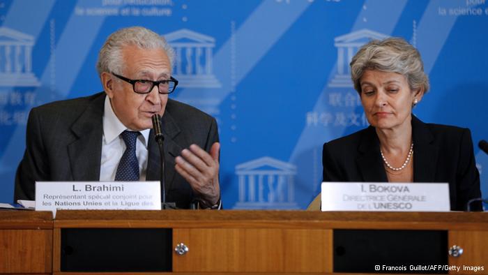 Lakhdar Brahimi and Irina Bokova